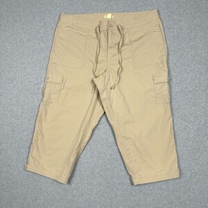 Caribbean Joe Capri Pants Womens 18W Tan Cargo Drawstring Casual Comfort Outdoor